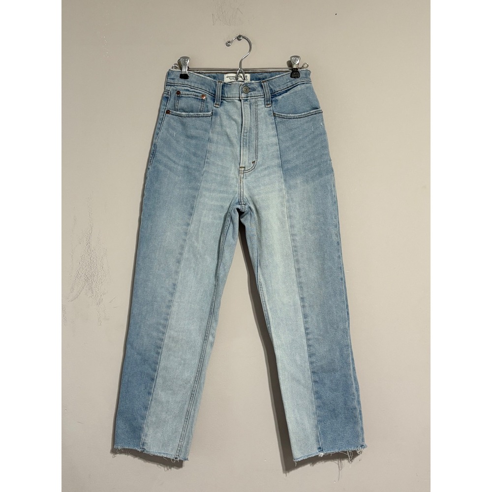 Abercrombie & Fitch Curve Love Ankle Straight Ultra High Rise Two Tone Jeans 6